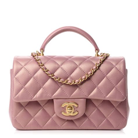 fuchsia pink chanel bag|CHANEL Lambskin Quilted Mini Top Handle Rectangular Flap .